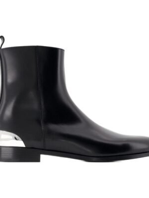 Alexander McQueen Boots Chelsea,din piele de miel neteda cu finisaj lucios