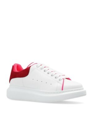 Alexander McQueen-Sneakers LARRY din piele,alb cu detalii roz si rosu