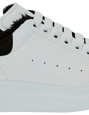 Alexander McQueen Larry – Sneakers imblăniți Alb/Negru